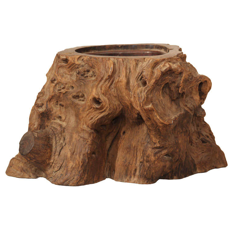 Old Japanese Wood Tree Trunk Hibachi For Sale