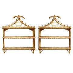 Chinese Chippendale style gilt hanging shelves. 20th century