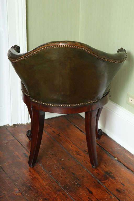 Antique Mahogany & Leather Music Chair, Dutch C.1840 2