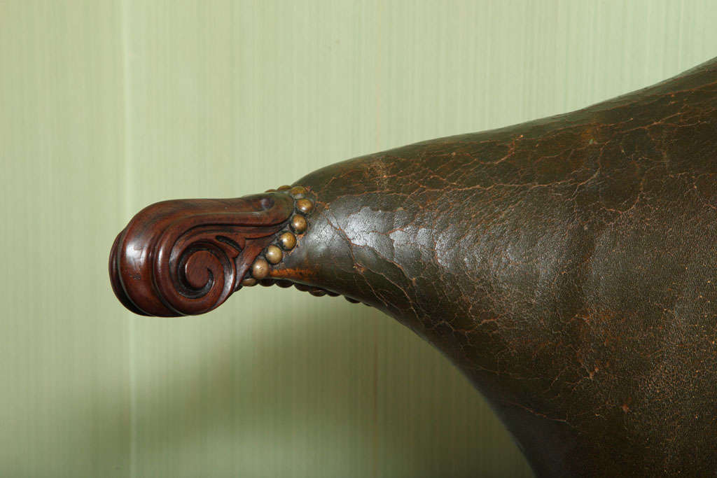 Antique Mahogany & Leather Music Chair, Dutch C.1840 3