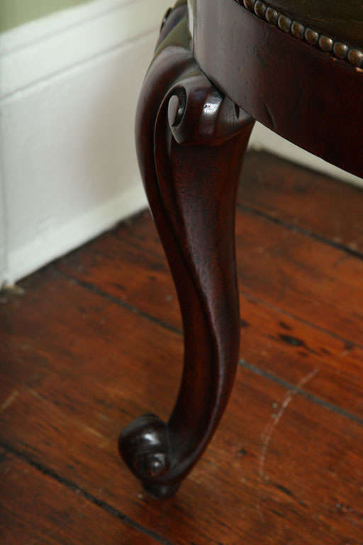 Antique Mahogany & Leather Music Chair, Dutch C.1840 4