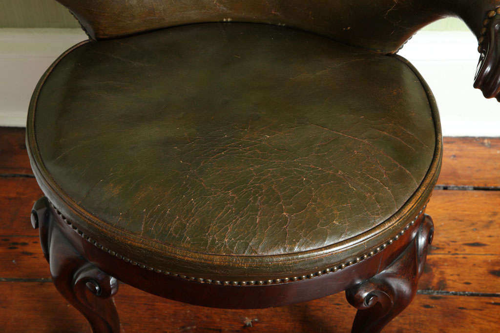 Antique Mahogany & Leather Music Chair, Dutch C.1840 5