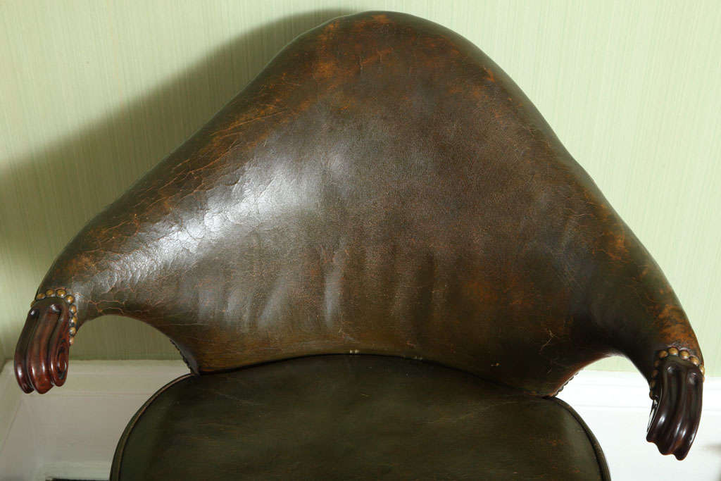 Antique Mahogany & Leather Music Chair, Dutch C.1840 6