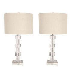 Pair of Stacked Lucite Lamps by Astrolite, Ritts Co.