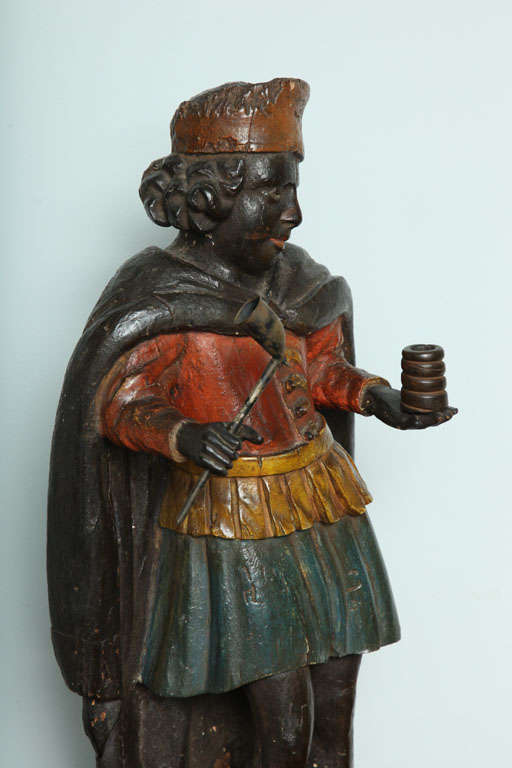 18th Century and Earlier 18th Century Polychromed Tobacco Figure
