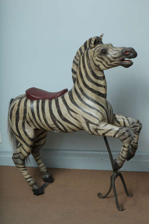 Carved Exceptional Exotic Carousel Zebra by Karl Muller