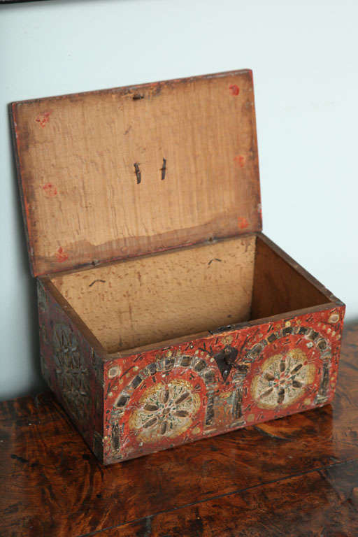 17th Century Painted Folk Art Scandinavian Box 2