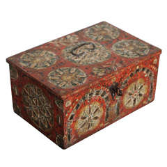 Antique 17th Century Painted Folk Art Scandinavian Box
