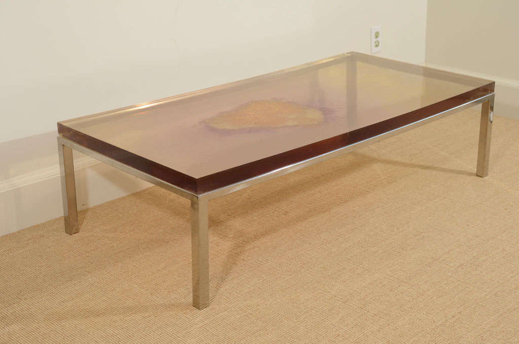 A Marie-Claude de Fougieres Resin and Metal Coffee Table. 2