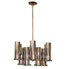 Used Twelve light chrome and glass ceiling fixture by Sciolari