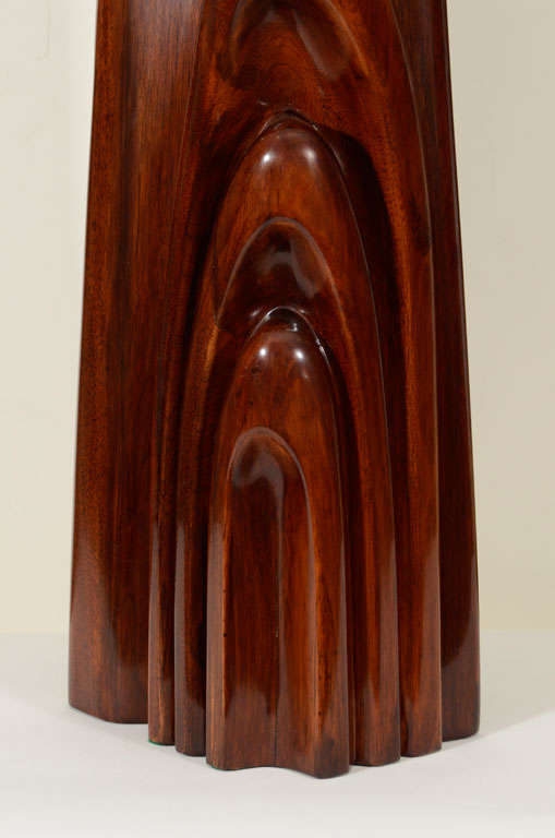 1930s Modernist Solid Walnut Monolithic Lamp 2
