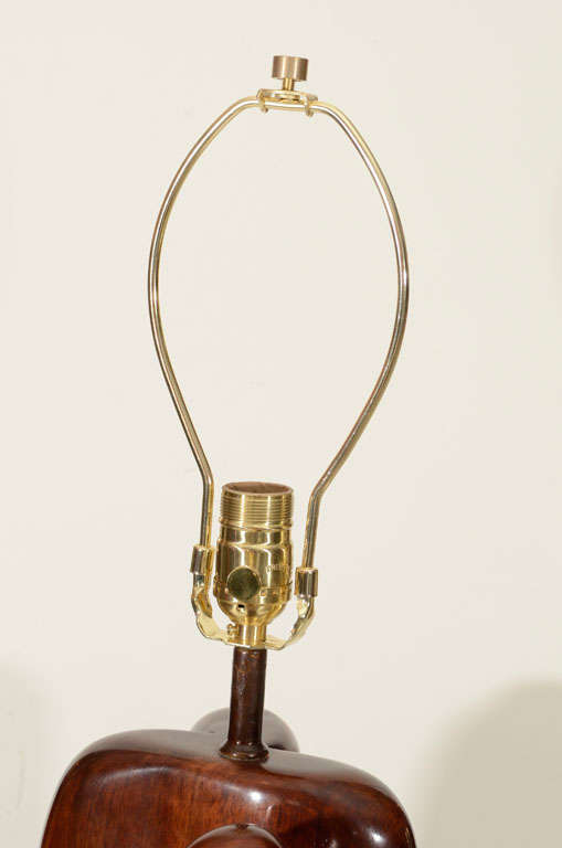 1930s Modernist Solid Walnut Monolithic Lamp In Excellent Condition In New York, NY