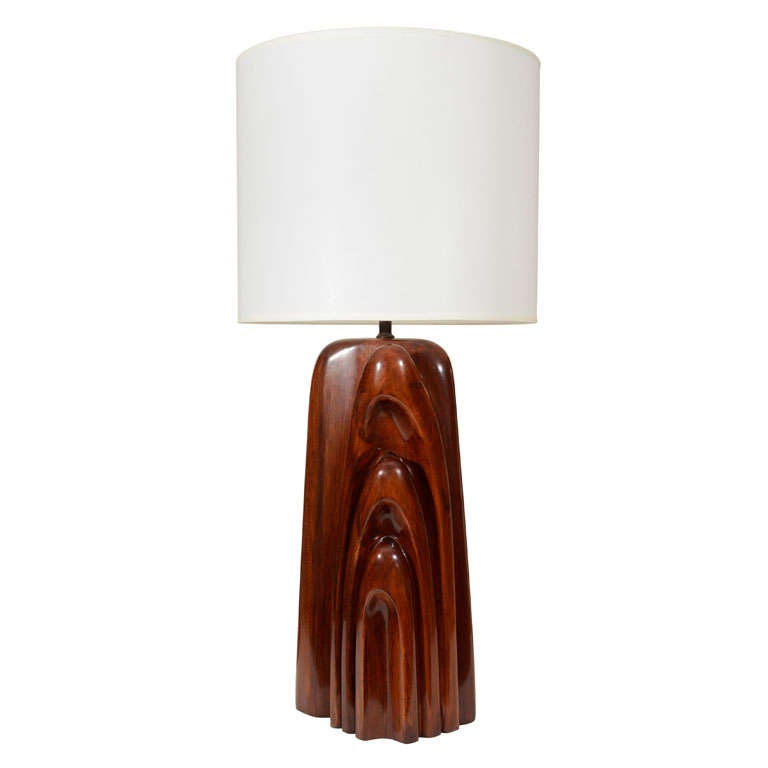 1930s Modernist Solid Walnut Monolithic Lamp