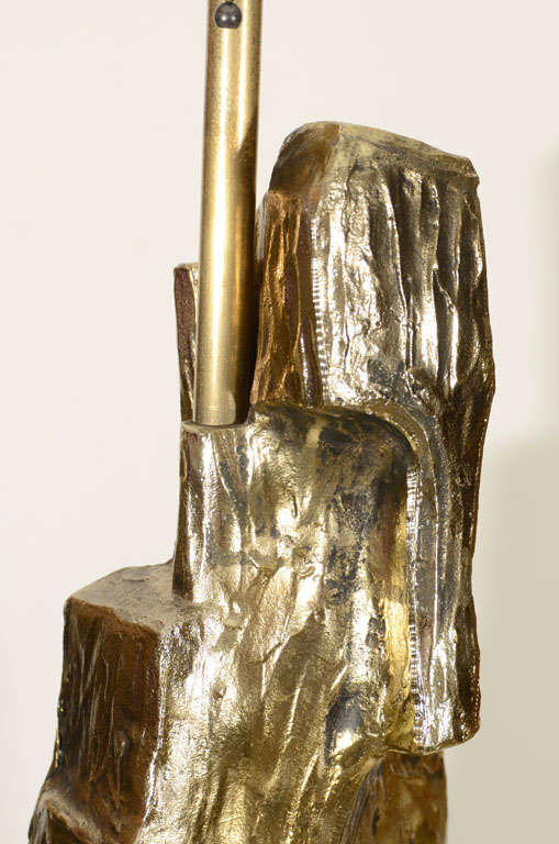 American Pair of Brutal Style Bronze Lamps for Laurel