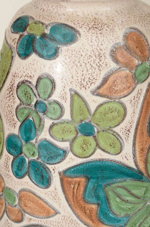 Mid-20th Century Monumental West German Floral Vase