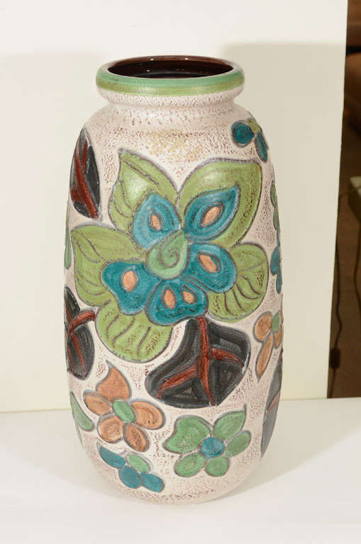Ceramic Monumental West German Floral Vase