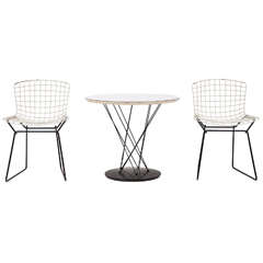 Cyclone Side Table by Isamu Noguchi with Two Toddler Bertoia Chairs