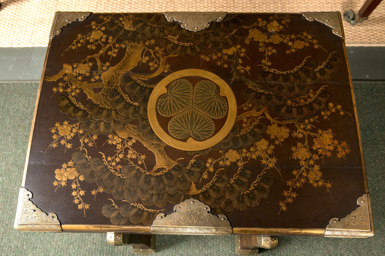 Wood Japanese Lacquered Trunk
