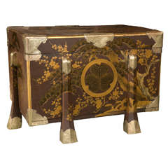 Antique Japanese Lacquered Trunk