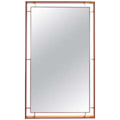 Amber Murano Mirror in the Style of Fontana Arte, 1970s