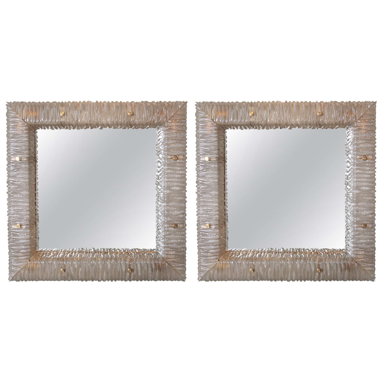Pair of Italian Backlit Mirrors in Murano Glass For Sale