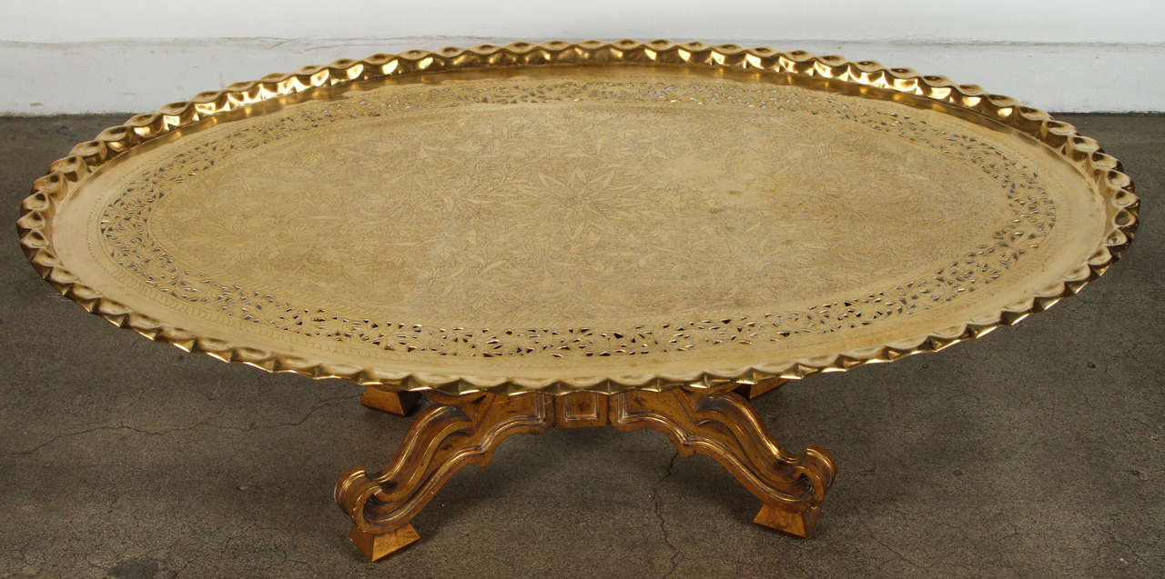 Moroccan Large Oval Brass Tray Table at 1stDibs brass oval tray