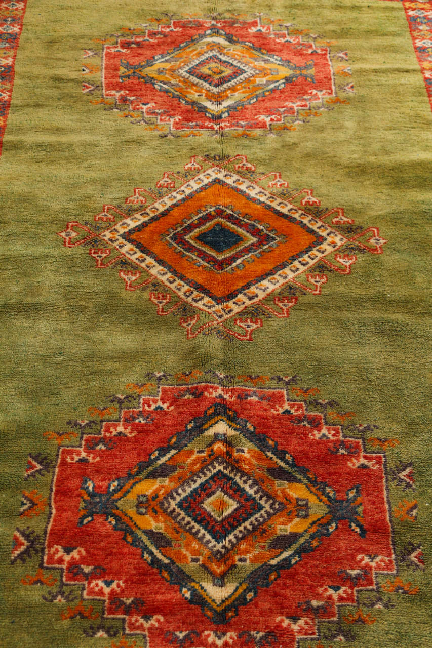 Vintage Moroccan Tribal Green and Orange Rug For Sale at ...