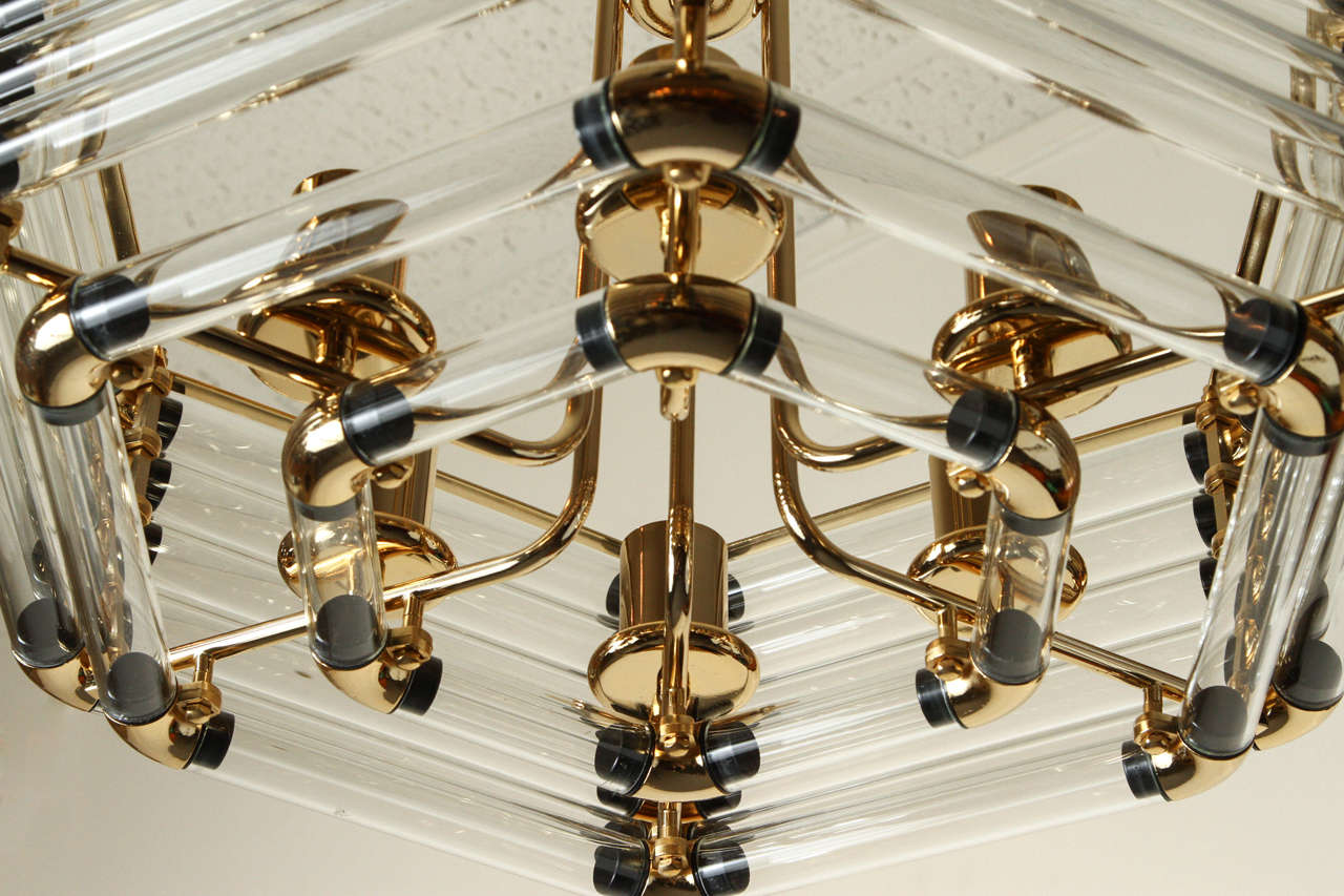 Fabulous Brass and Glass Geometric Chandelier 1