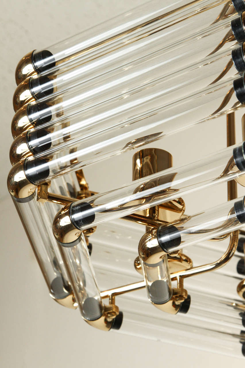 Fabulous Brass and Glass Geometric Chandelier 5