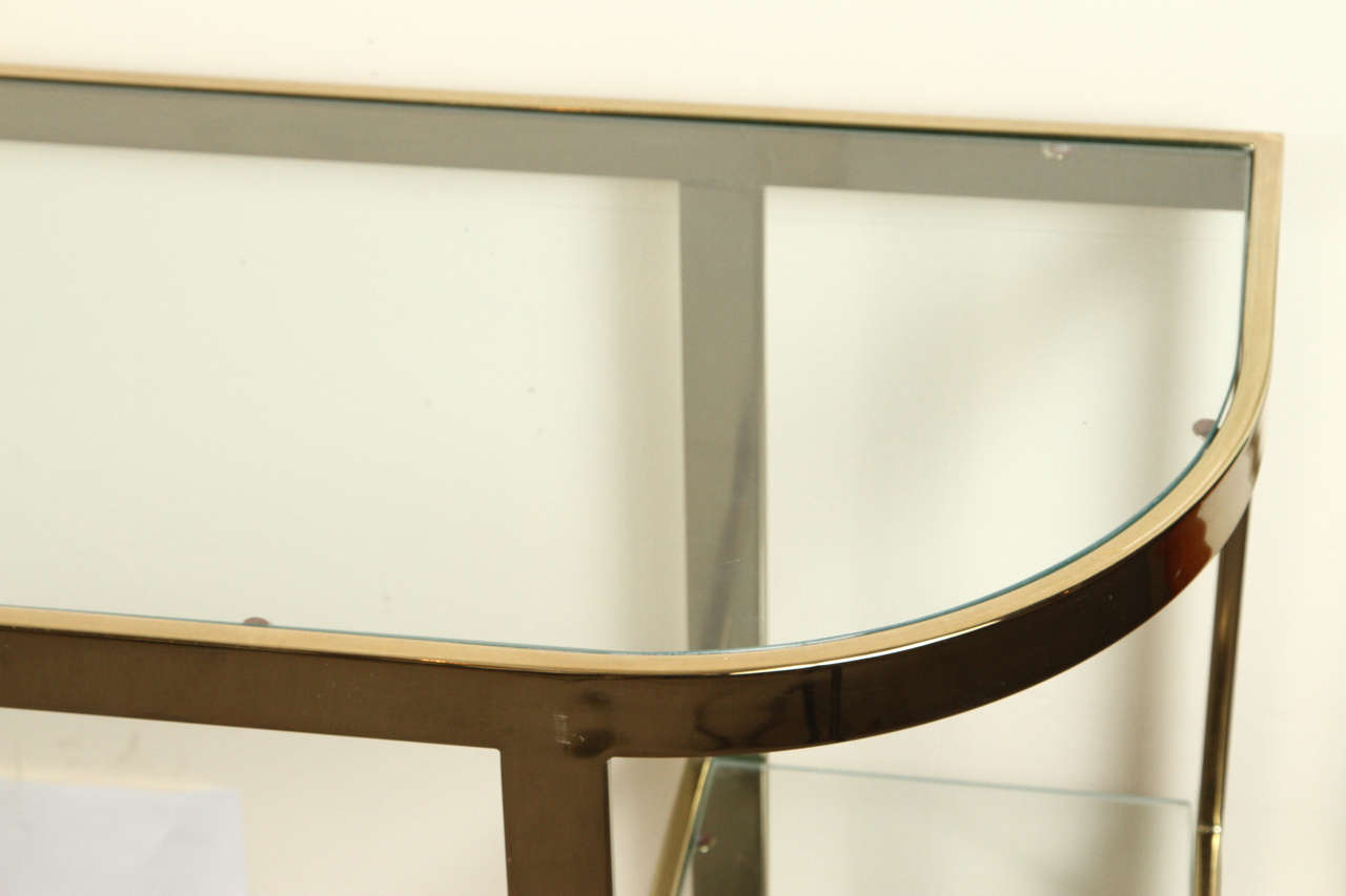 Elegant Brass and Glass Console In Excellent Condition In New York, NY