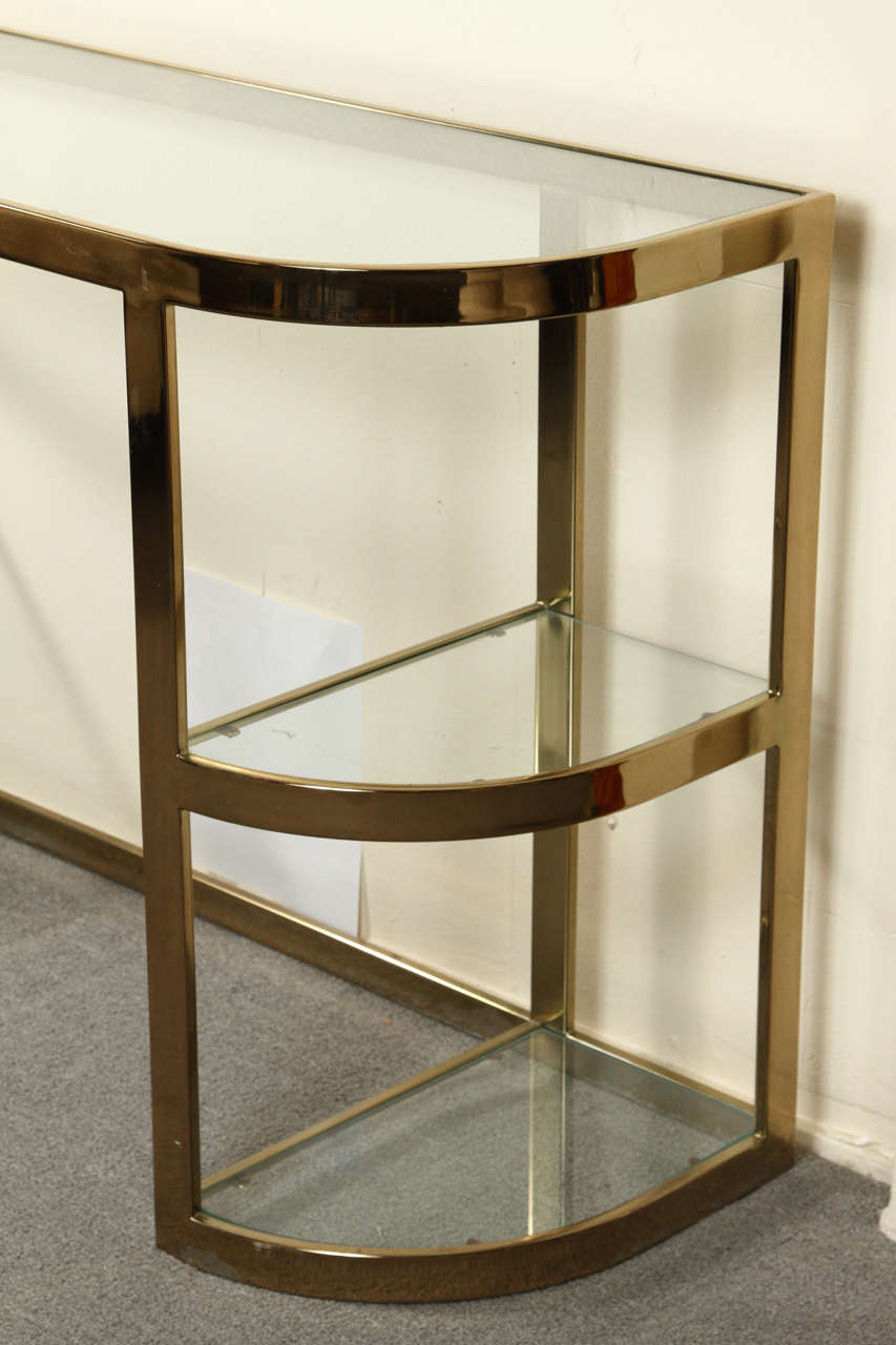 Late 20th Century Elegant Brass and Glass Console