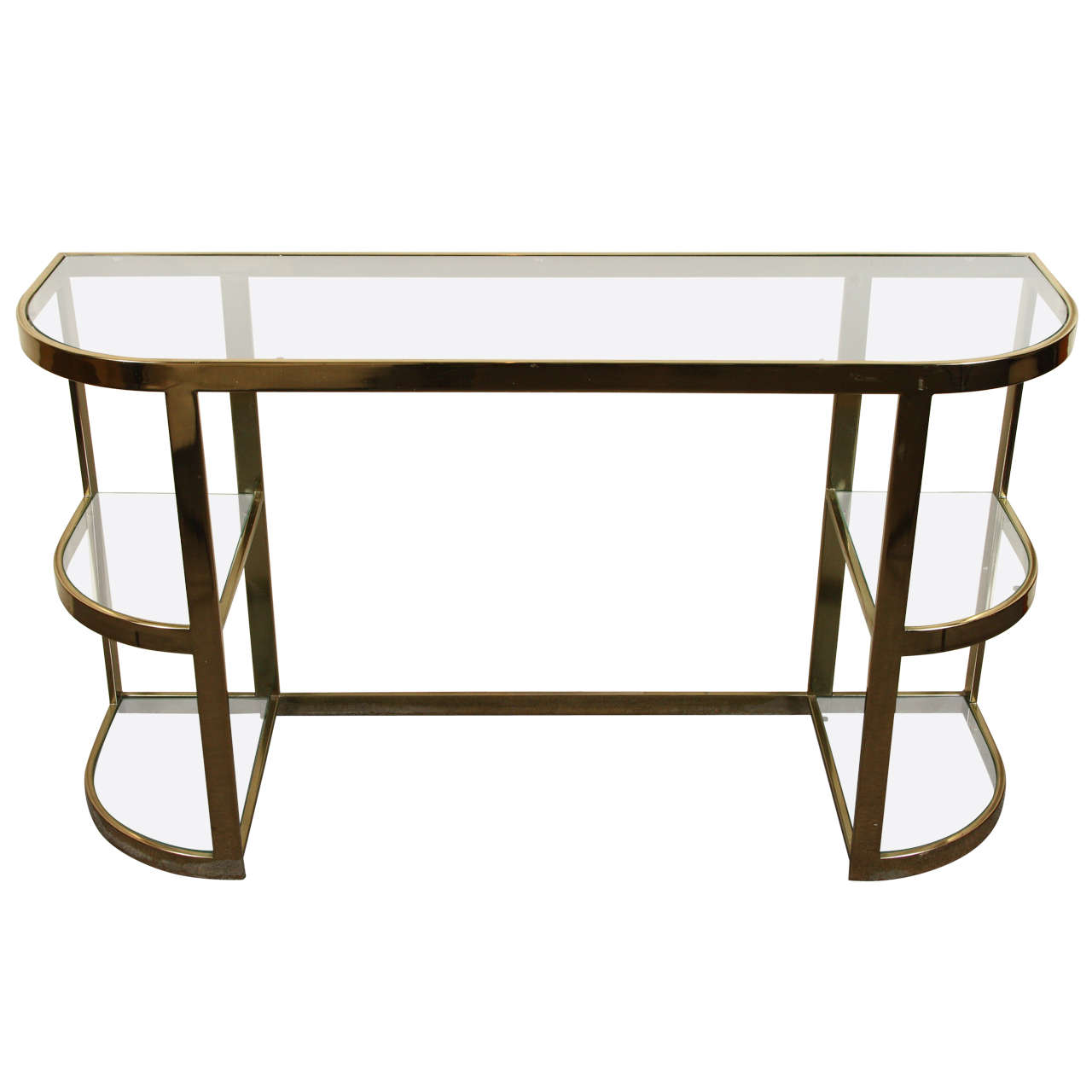 Elegant Brass and Glass Console