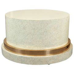 Low Pedestal, or Coffee Table Base of Wood and Brass with a Faux Stone Finish 7