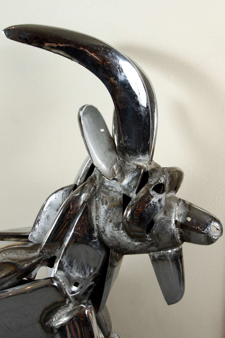 American Fabulous Chrome Goat Sculpture by John Kearney