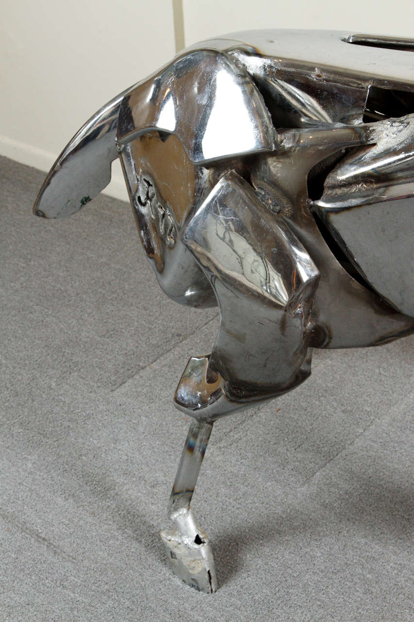 Fabulous Chrome Goat Sculpture by John Kearney In Good Condition In New York, NY