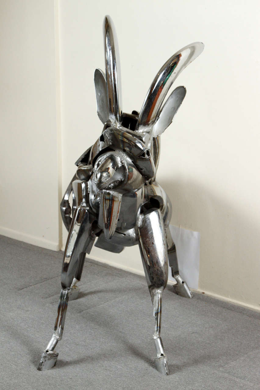 Late 20th Century Fabulous Chrome Goat Sculpture by John Kearney