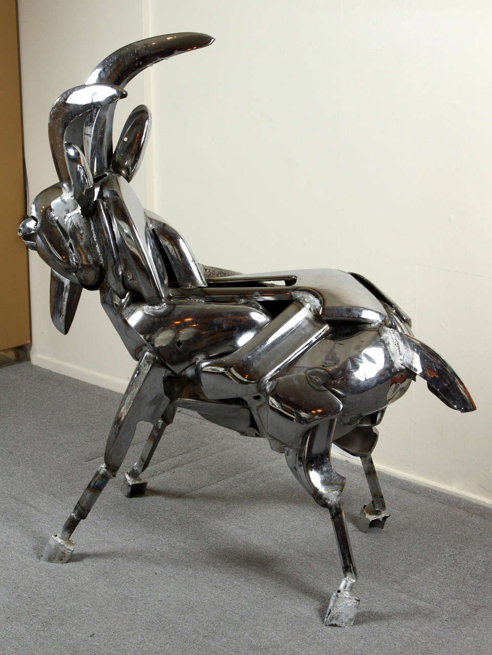 Fabulous Chrome Goat Sculpture by John Kearney 1