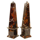 A pair of Marble Obelisks in Black and Sienna