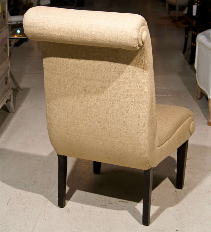 Linen Pair of Rolled Back Chairs