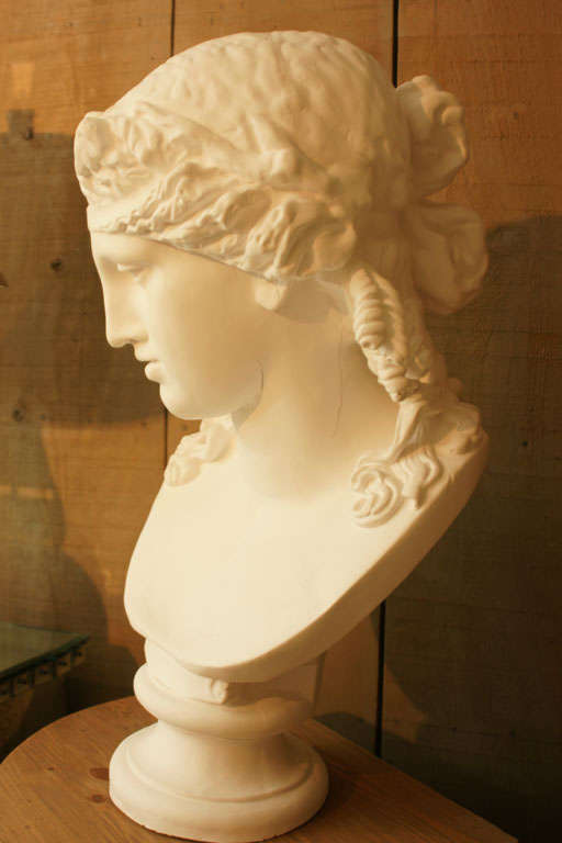 Italian White Plaster Classical Bust In Excellent Condition For Sale In Water Mill, NY