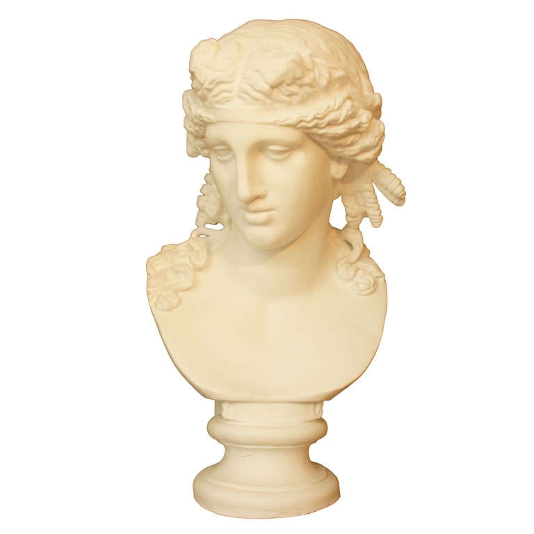 Italian White Plaster Classical Bust For Sale