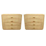 Pair of Natural Shagreen 4-Drawer Commodes