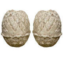 Pair of Carved Stone Pineapple Finials 9