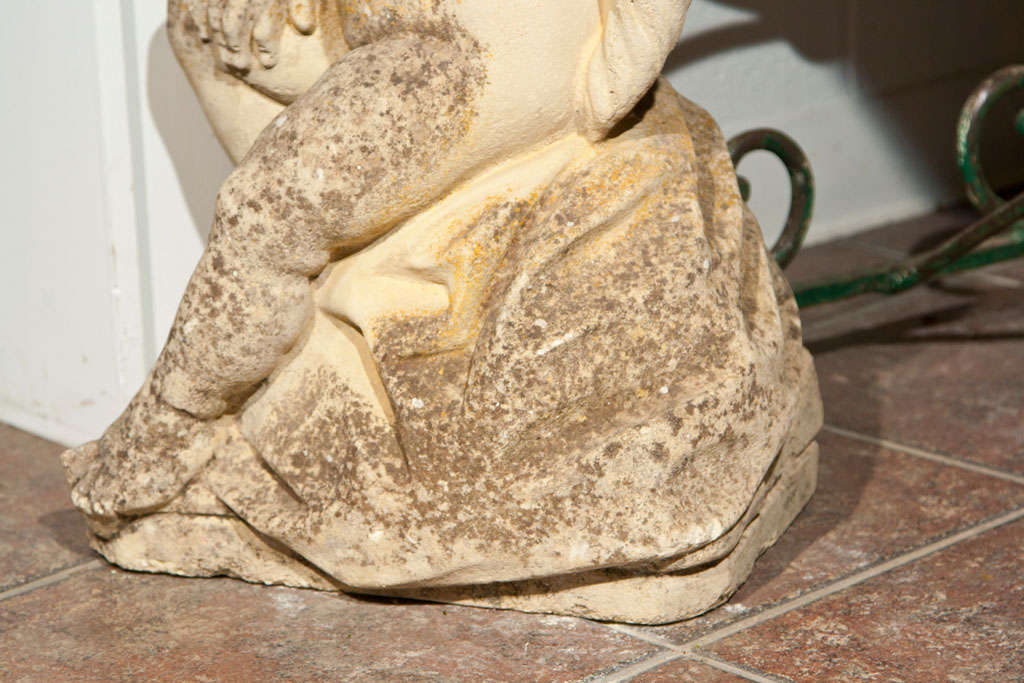 French Cast Stone Putti Fountainhead For Sale