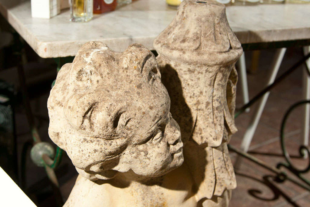 20th Century Cast Stone Putti Fountainhead For Sale