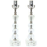 PAIR OF 3 BALL CZECH CRYSTAL LAMPS