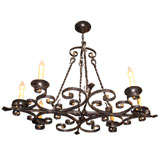 French Iron Chandelier with Six Lights