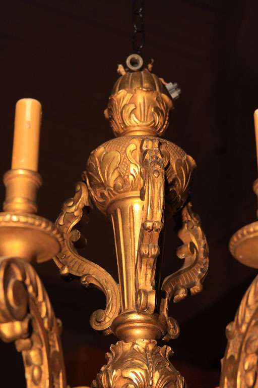 Gesso French Napoleon III Gilt Chandelier For Sale