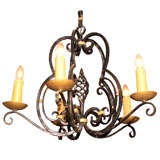 French Iron Five Arm Chandelier