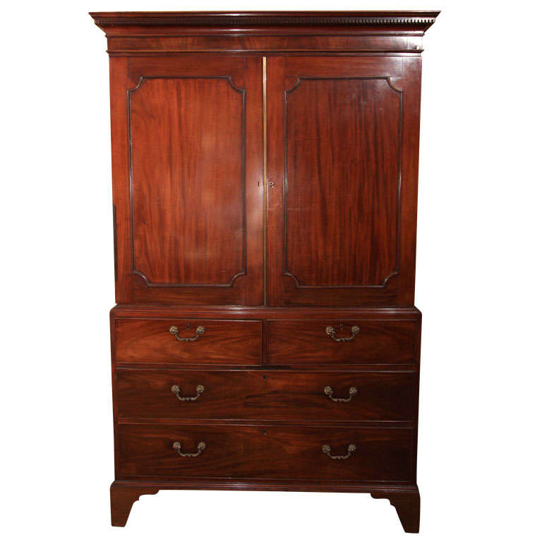 English Mahogany Linen Press For Sale at 1stDibs